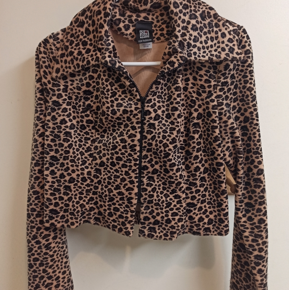 Leopard print crop jacket - M